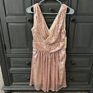 Pink sequin sleeveless dress